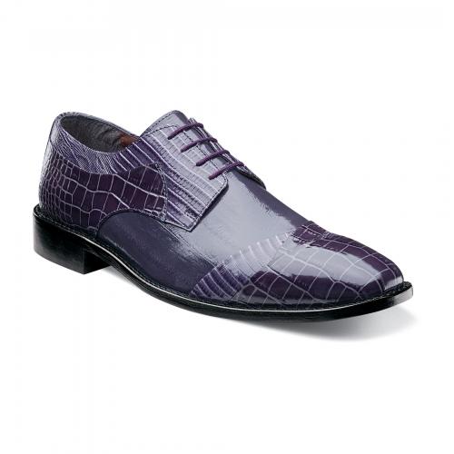 Stacy Adams "Garibaldi" Purple Alligator / Lizard / Eel Print Genuine Leather Diagonal Cap Toe Dress Shoes 24985-542